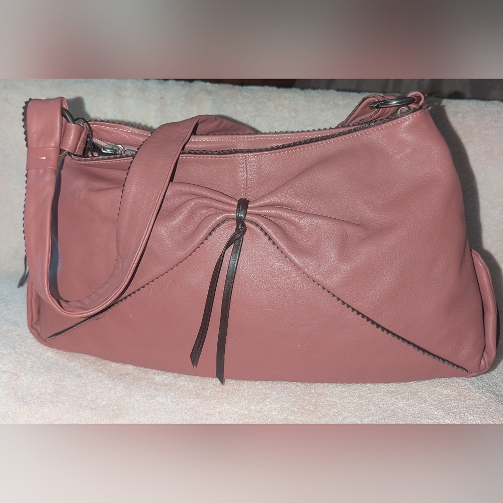 Marco Buggiani Elegant Dusty Rose Leather Shoulder Bag